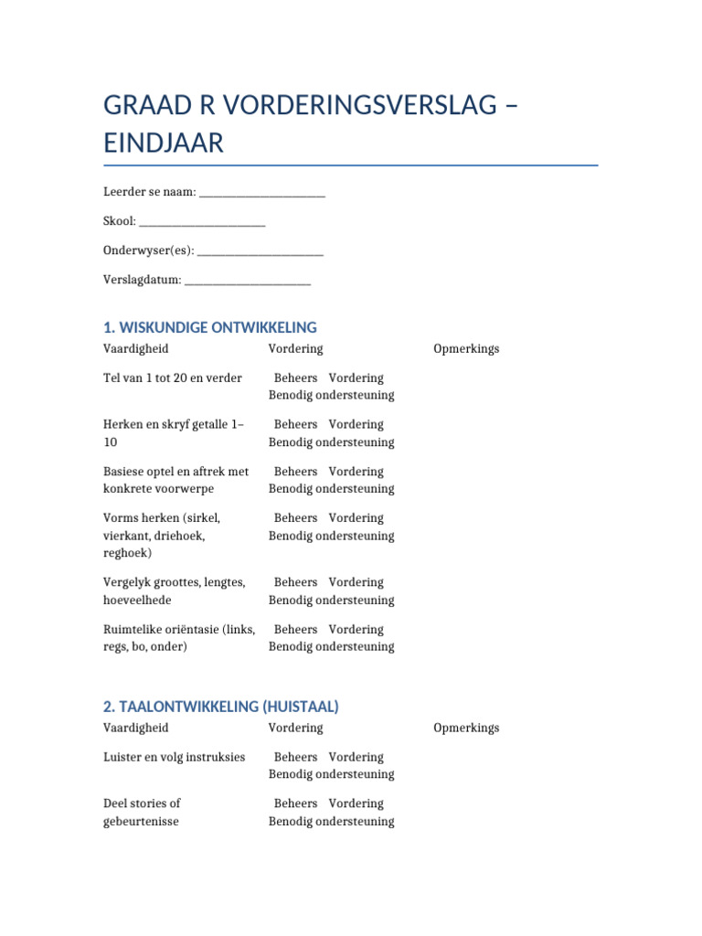 Graad R Vorderingsverslag 2 | PDF