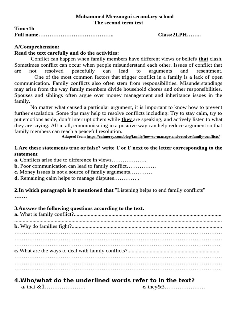Family Conflict Resolution Strategies | PDF