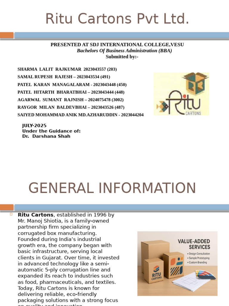 Ritu Cartons Detailed Presentation | PDF | Recruitment | Pricing