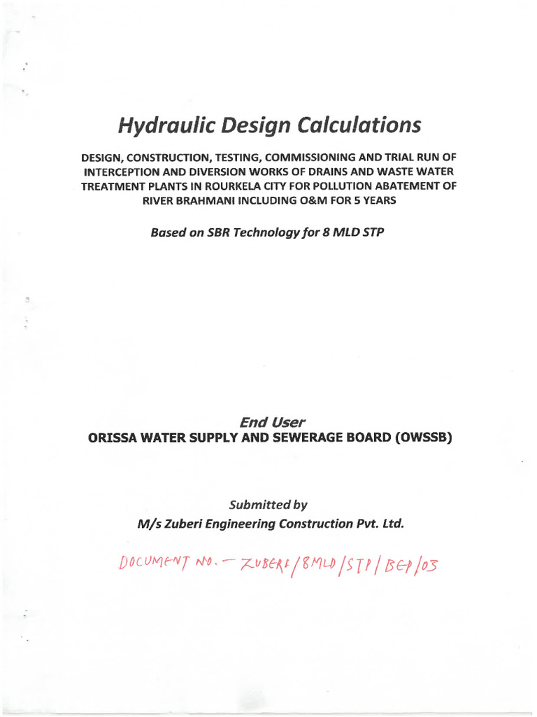Hydraulic Design Calculation - Rourkela | PDF