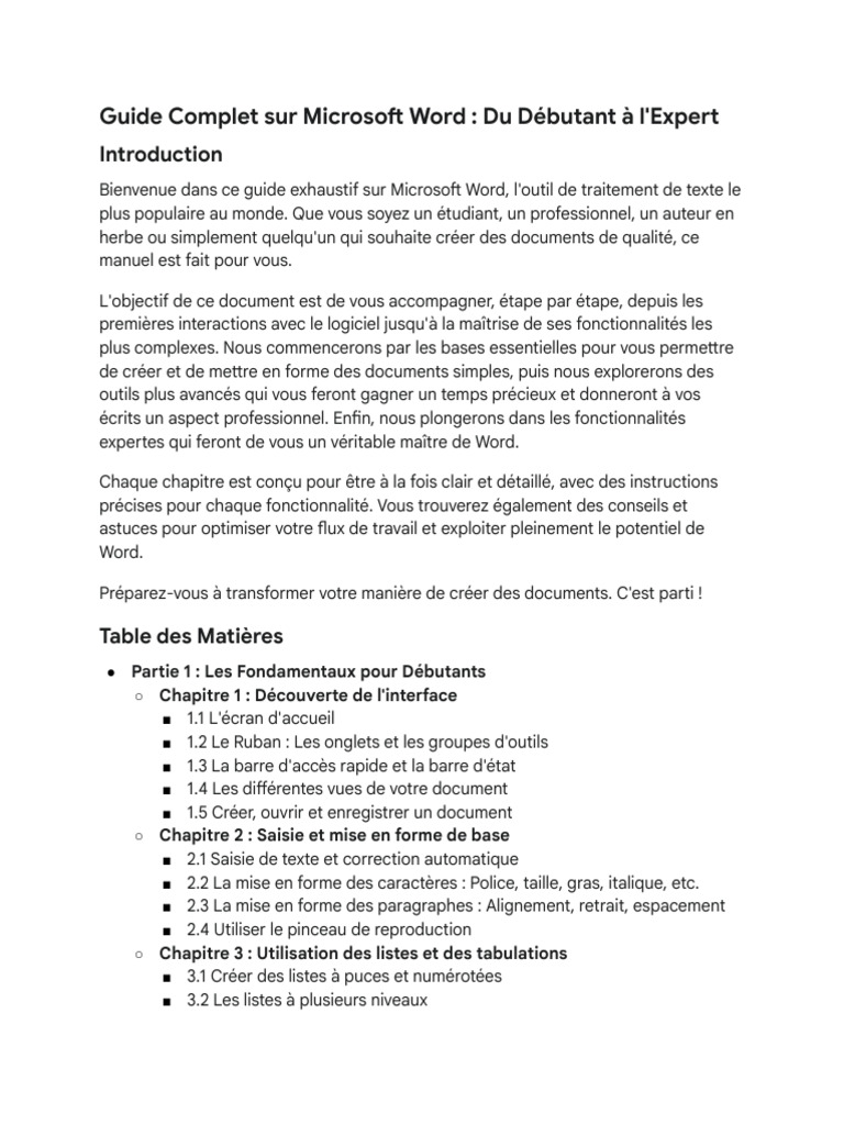 Guide Complet de Microsoft Word | PDF | Microsoft Word | Visual Basic ...
