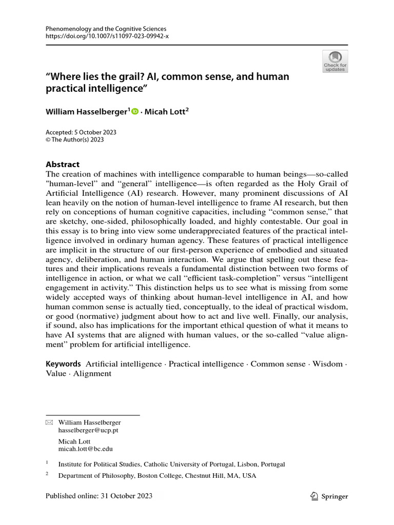 AI, Common Sense, and Practical Intelligence | PDF | Artificial ...