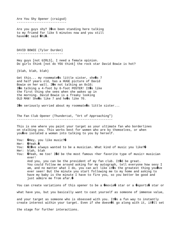 Creative Openers for Social Interactions | PDF