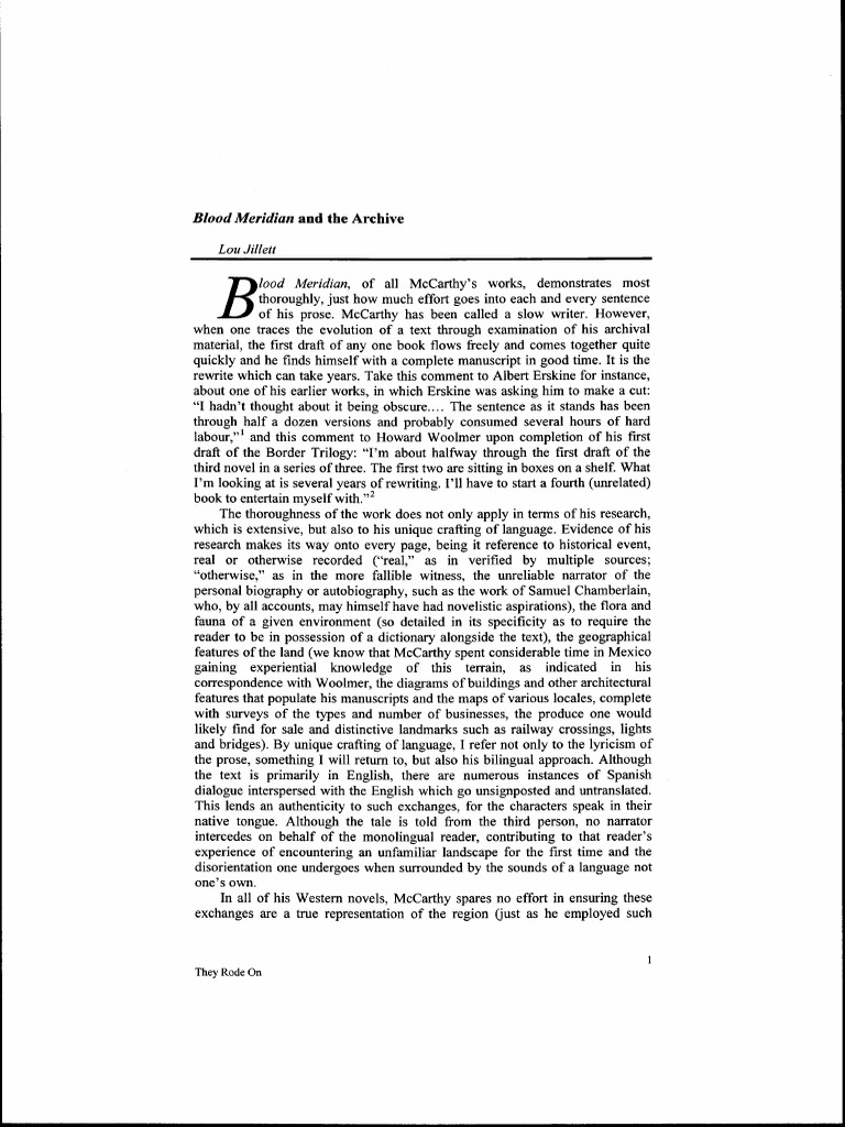 Blood Meridian and The Archive | PDF