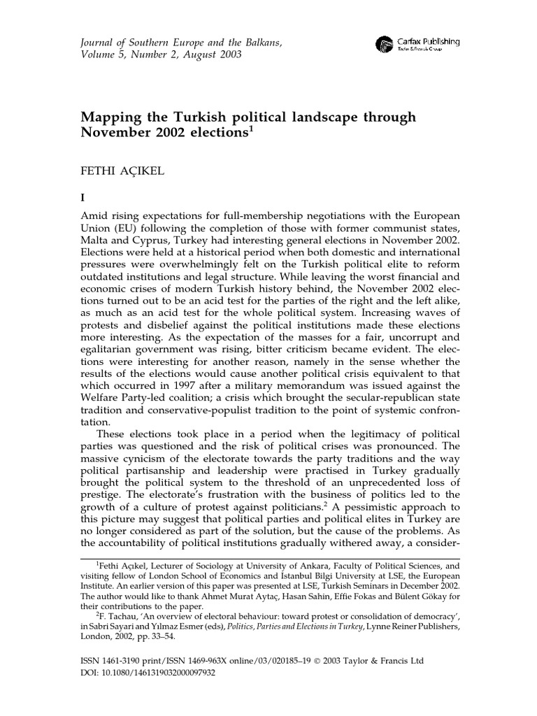 Turkish Political Landscape Post-2002 Elections | PDF | Populism ...