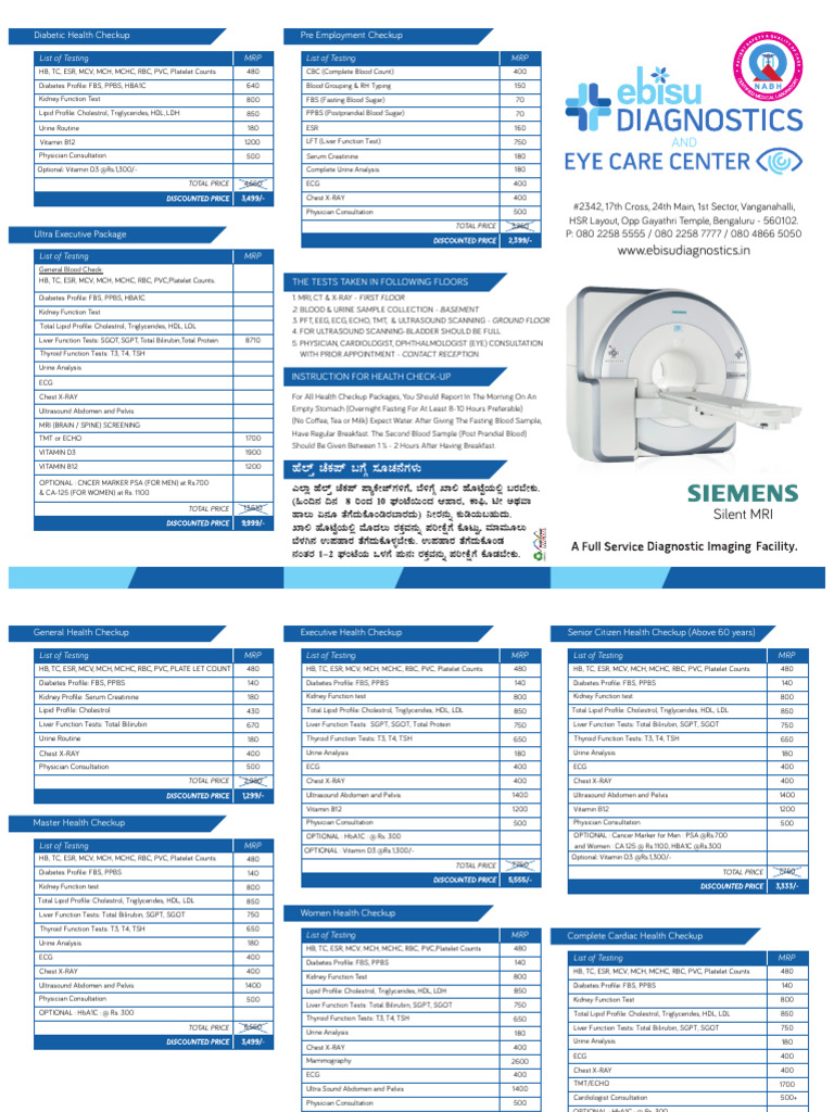 Health Checkup Packages Overview | PDF | Cholesterol | High Density ...