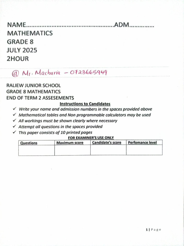 Grade 8 Maths | PDF