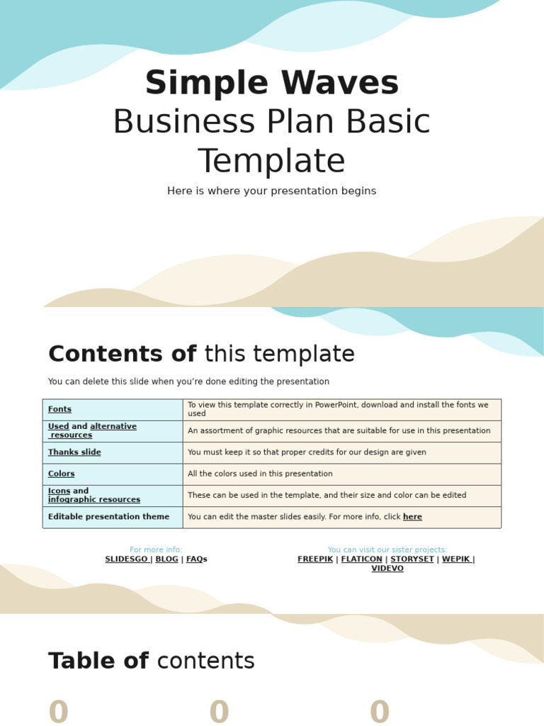 Simple Waves - Business Plan Basic Template by Slidesgo | PDF | Planets ...