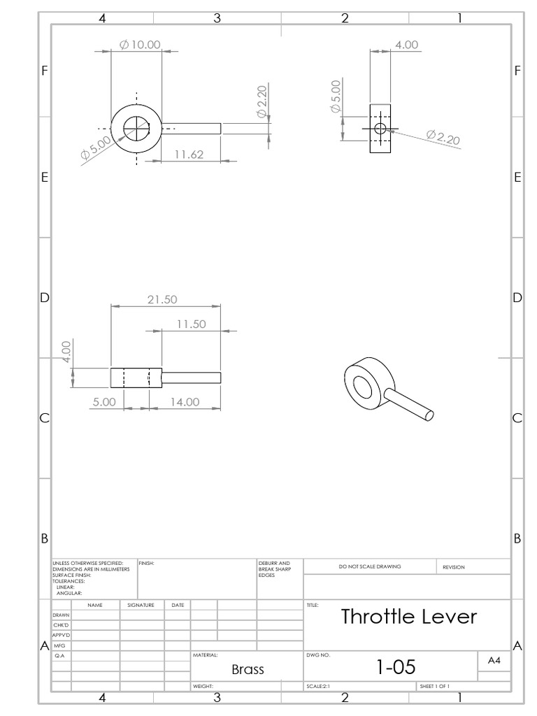 Throttle Lever Technical Drawing | PDF