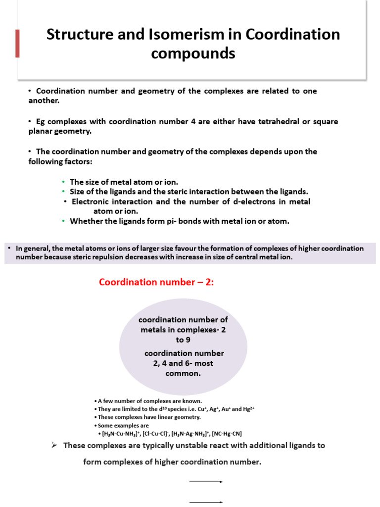 Coordination Compounds: Structure & Isomerism | PDF | Coordination ...
