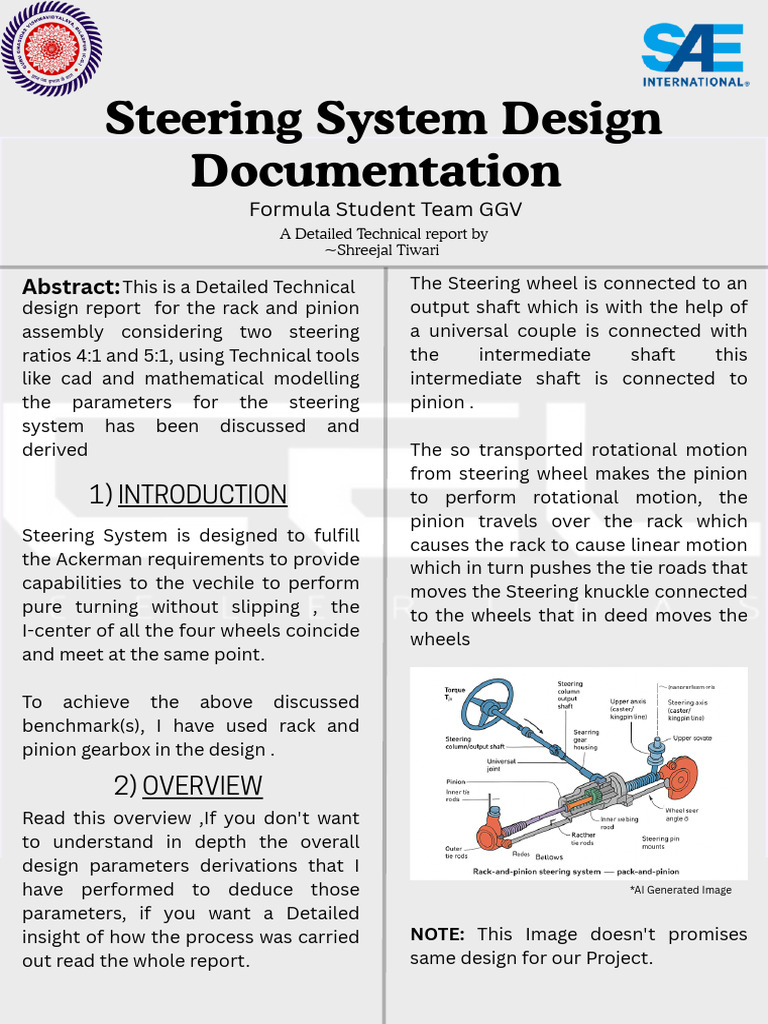 Steering System Design | PDF | Steering | Vehicles