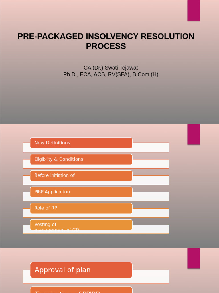 Pre-Packaged Insolvency Resolution Guide | PDF | Fair Value | Insolvency