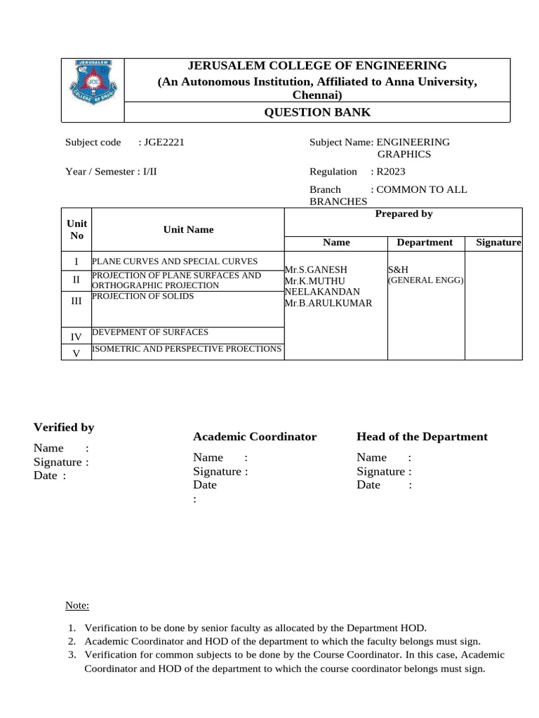 Engineering Graphics Question Bank JGE2221 | PDF | Elementary Geometry ...