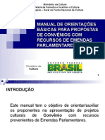 Manual de Orientações Básicas para Propostas de Convênios Com Recursos de Emendas Parlamentares