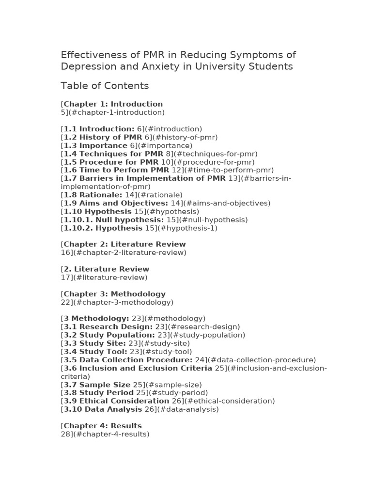 PMR's Impact on Student Anxiety & Depression | PDF | Dose (Biochemistry ...