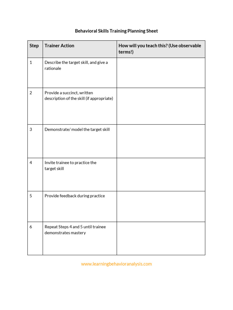 BST Planning Sheet Template | PDF