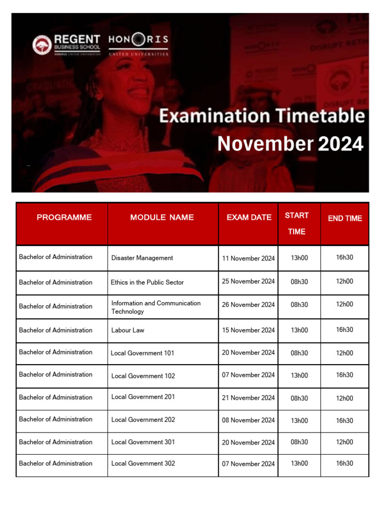 BADM - Bachelor of Administration Exam Schedule 2024 | PDF | Business ...
