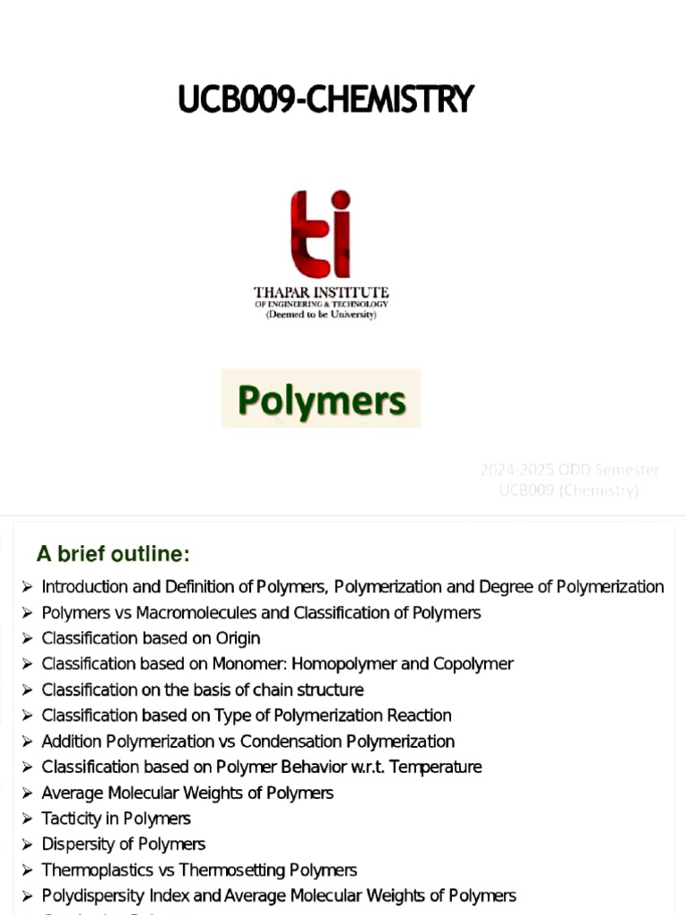 Chemistry Polymers | PDF