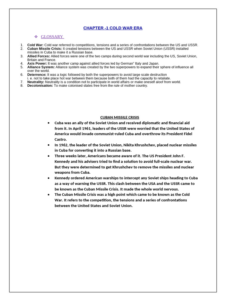 Cold War: Key Events and Alliances | PDF | Cold War | Non Aligned Movement