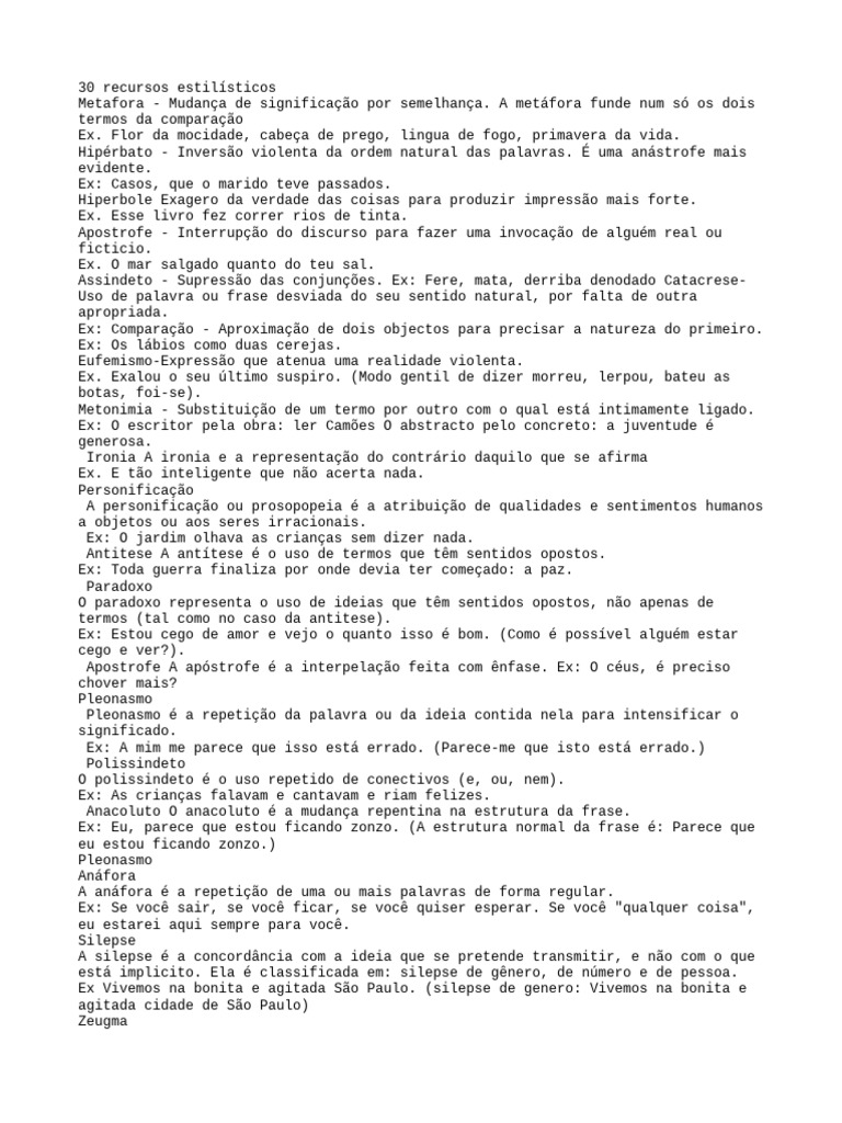 30 Figuras de Linguagem Explicadas | PDF | Metáfora | Fonema
