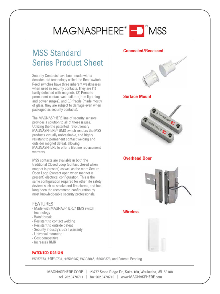 MAGNASPHERE Security Sensor Overview | PDF | Switch | Electricity