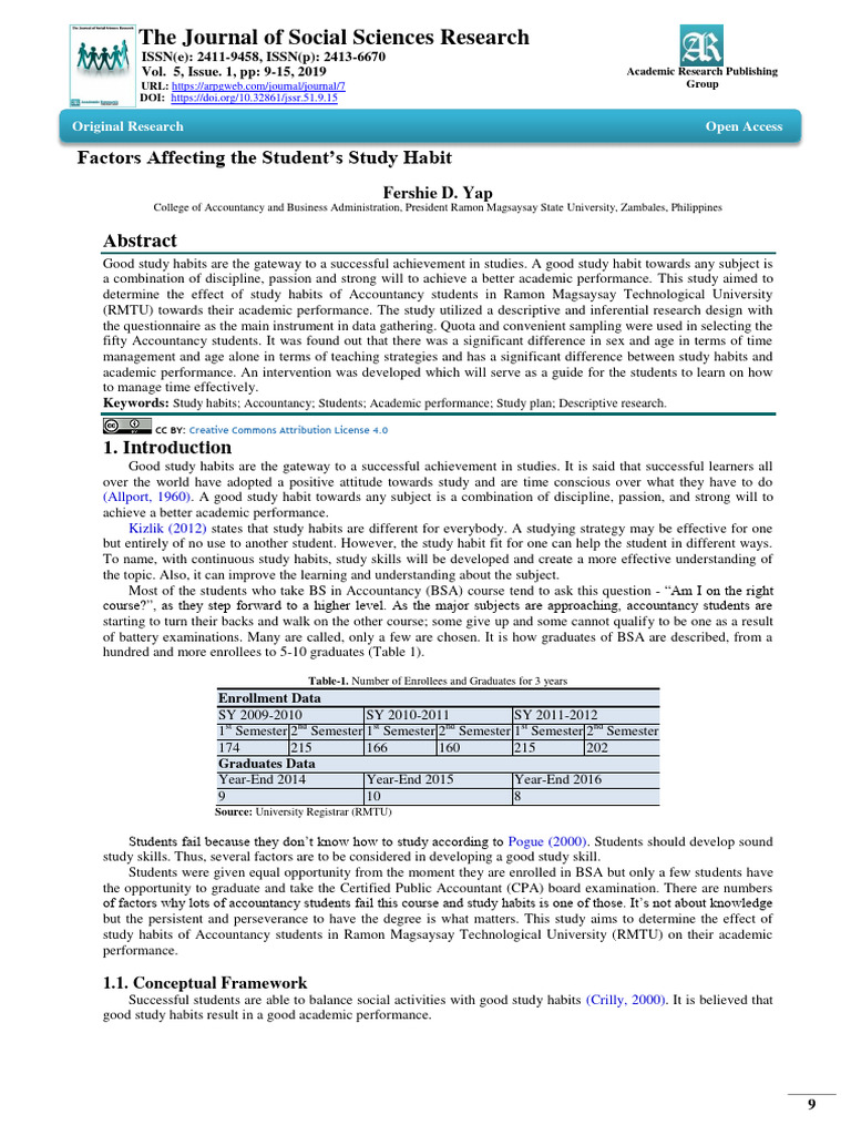 Factors Influencing Student Study Habits | PDF | Statistics | Analysis ...