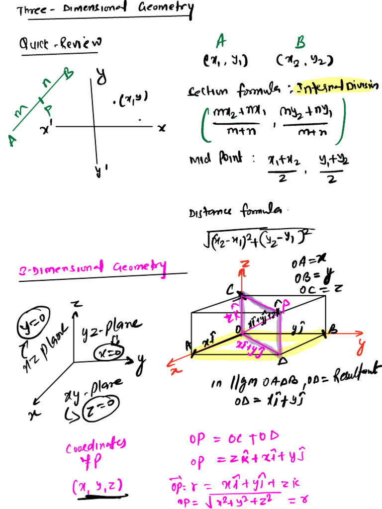 3D Geometry Concepts and Formulas | PDF | Cartesian Coordinate System ...