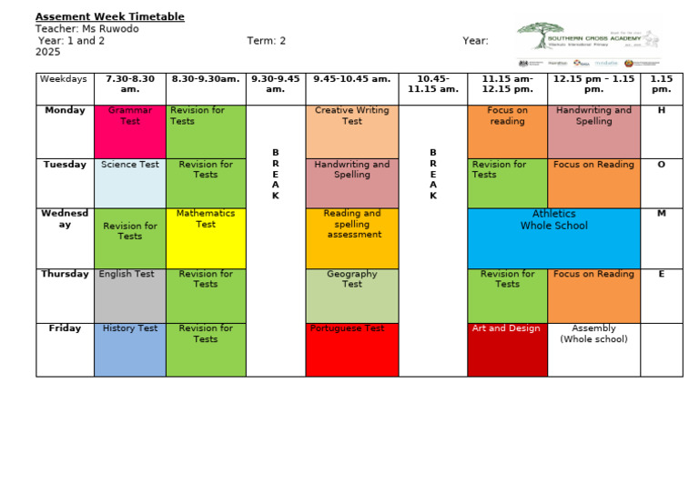 Assessment Timetable - 2nd Term 2025 (1) - 032029 | PDF