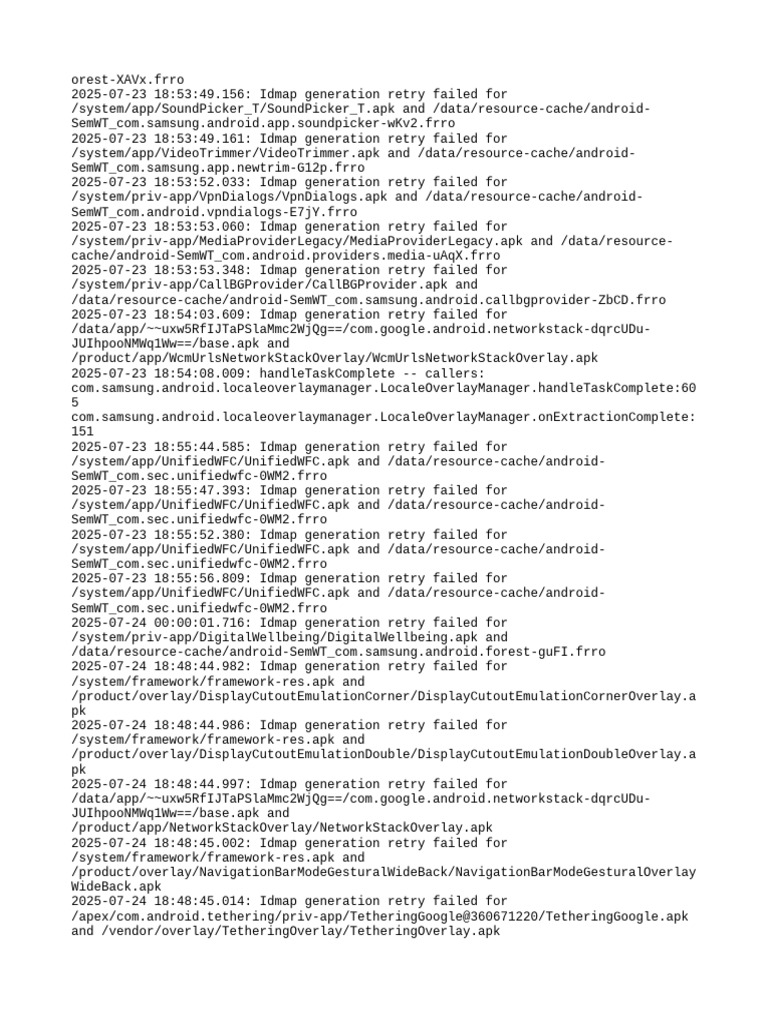 Idmap Generation Failures Log | PDF | Android (Robot) | Windows Nt