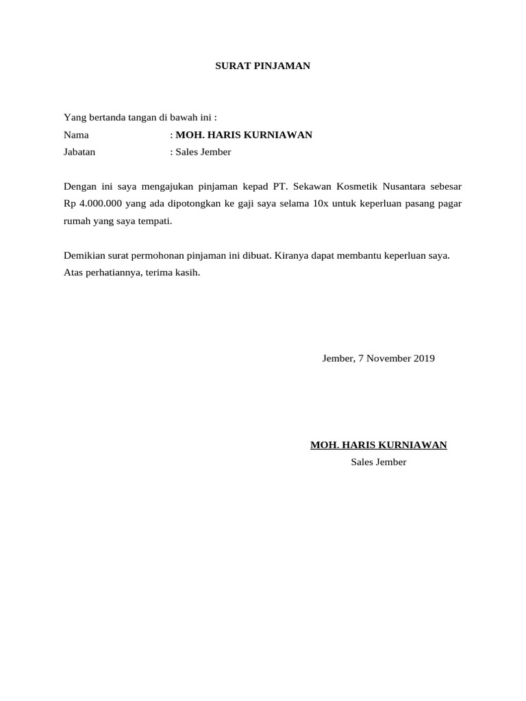 Surat Pinjaman | PDF