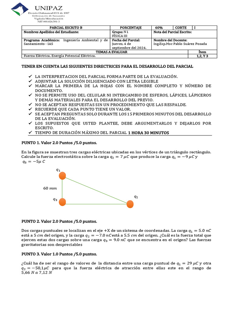 Directrices para el Parcial de Física III | PDF | Física