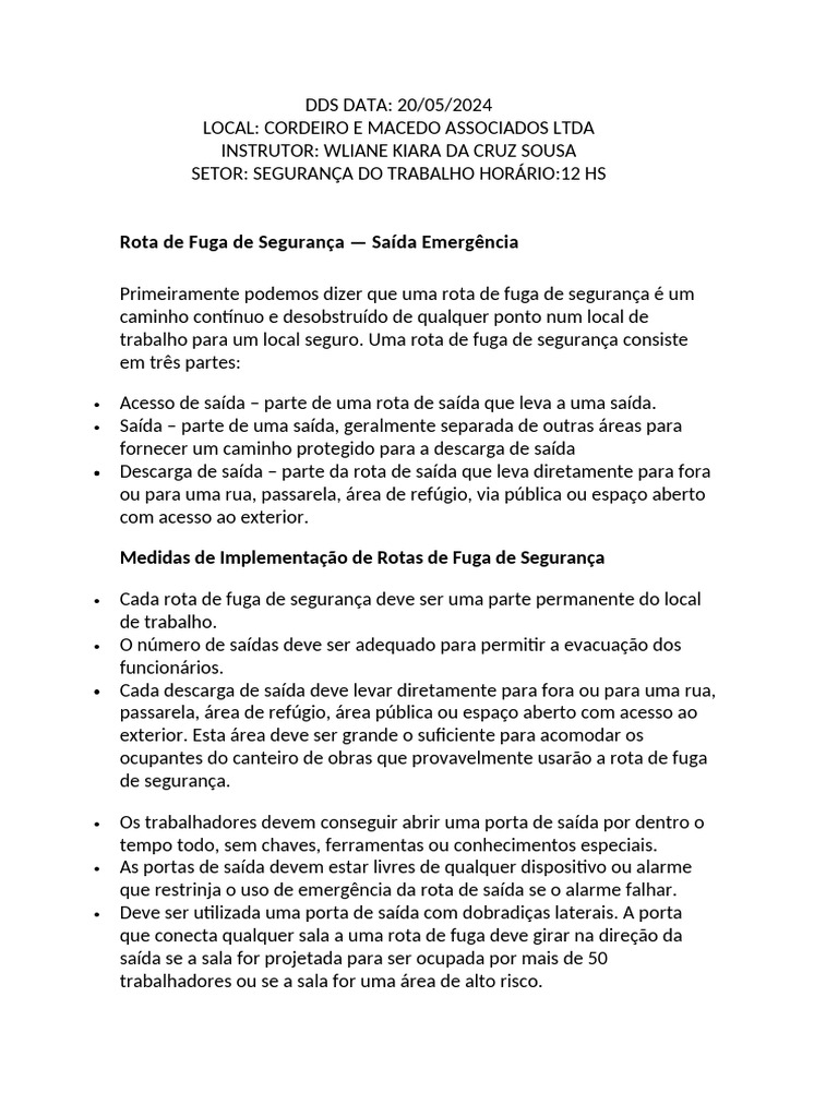Rota de Fuga e Segurança no Trabalho | PDF | Estresse (Biologia) | Coração