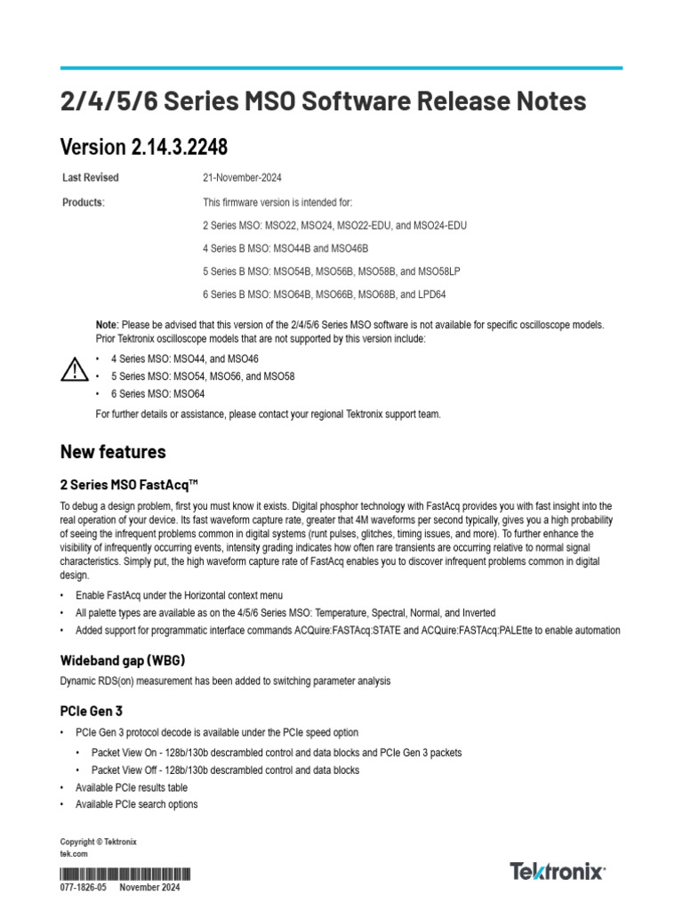 MSO Software Release Notes 2.14.3.2248 | PDF | Usb | Network Packet
