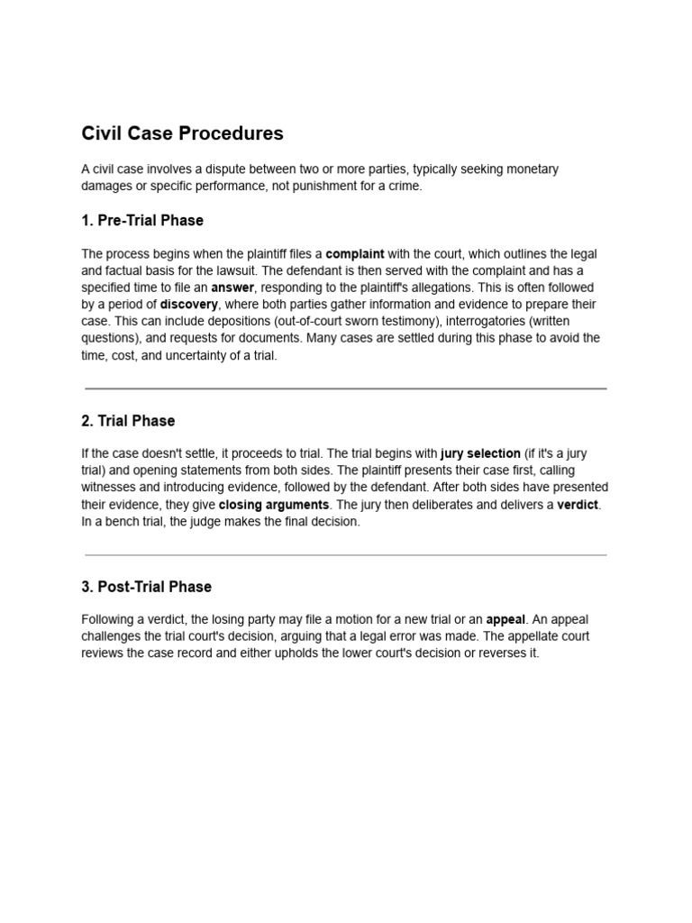 Civil Case Procedures Explained | PDF
