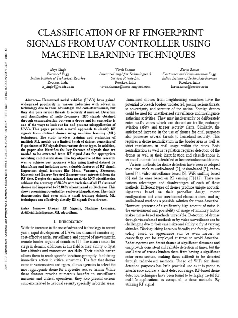 RF Signal Classification for Drones Using ML | PDF | Support Vector ...