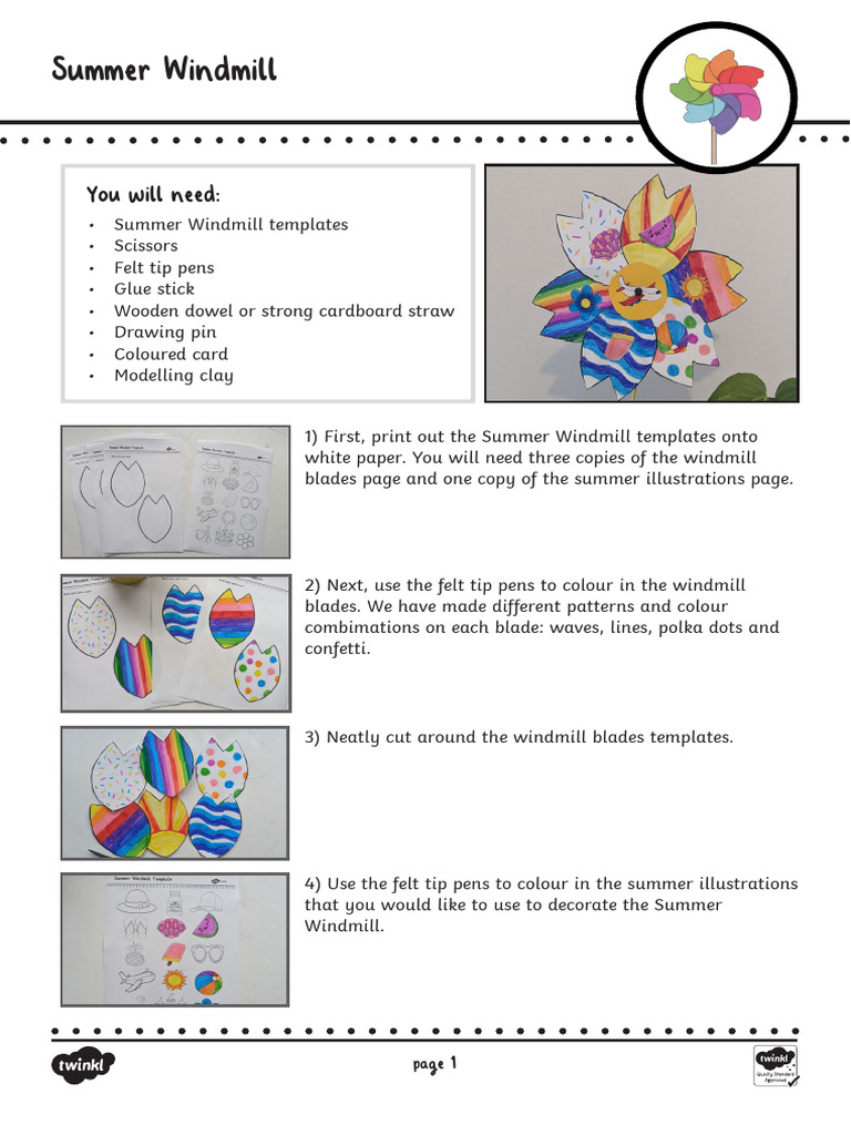 DIY Summer Windmill Craft Guide | PDF