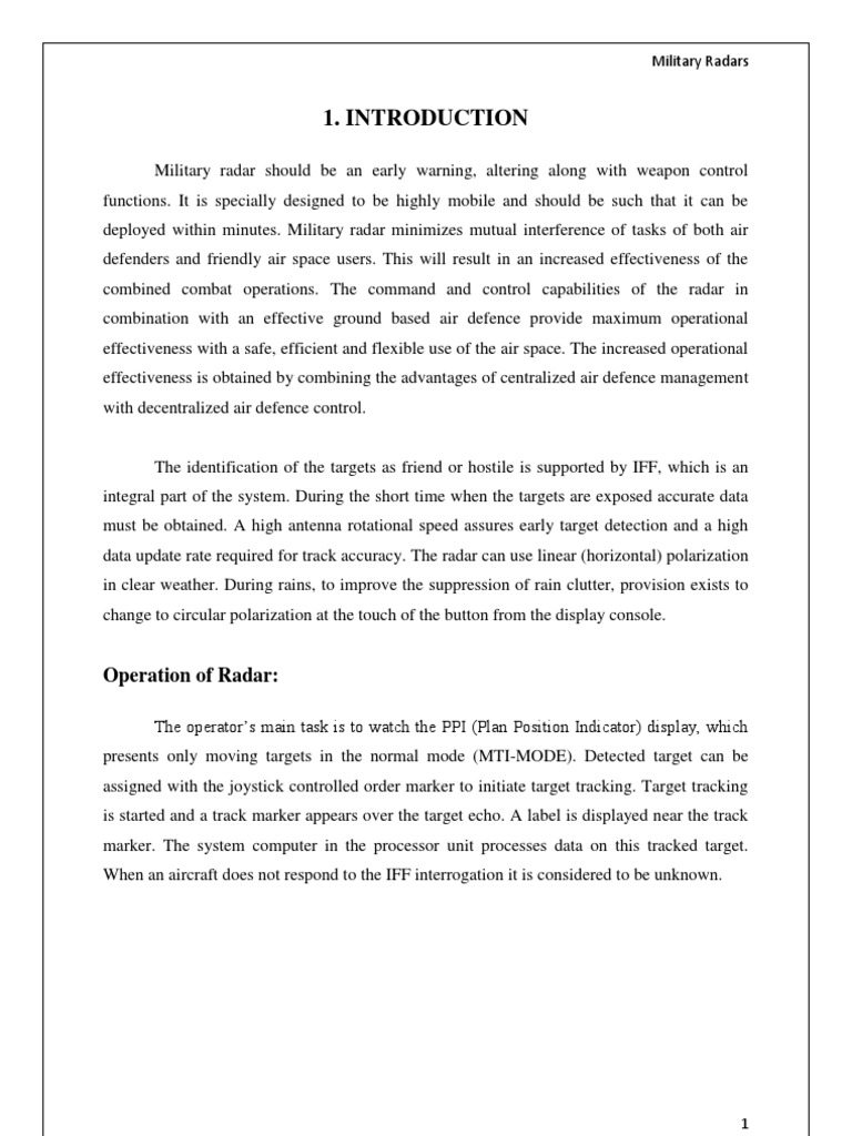 Operation of Radar Military Radars PDF Amplifier Radar