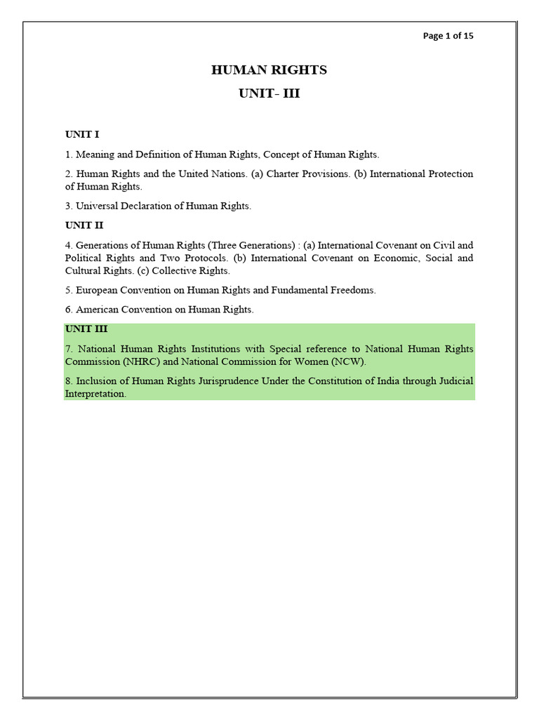 Human Rights-3 UNIT III | PDF | Human Rights | Criminal Procedure In ...