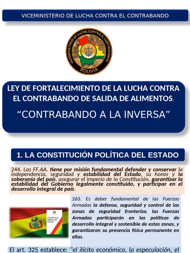 Ley contra el Contrabando de Alimentos | PDF | Contrabando | aduana