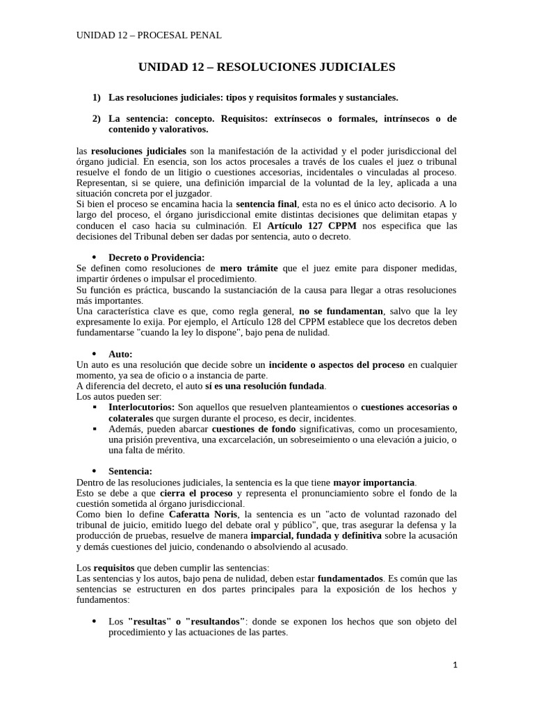 Tipos y Requisitos de Resoluciones Judiciales | PDF | Sentencia (ley ...