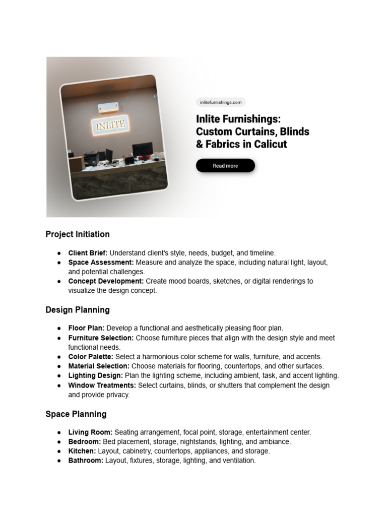 Comprehensive Interior Design Checklist | PDF | Countertop | Cabinetry