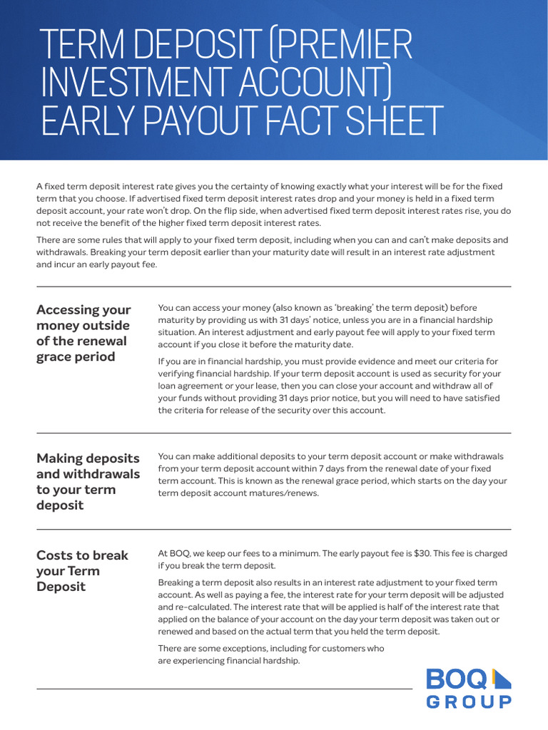 Breaking a Fixed Term Deposit Explained | PDF | Interest | Interest Rates