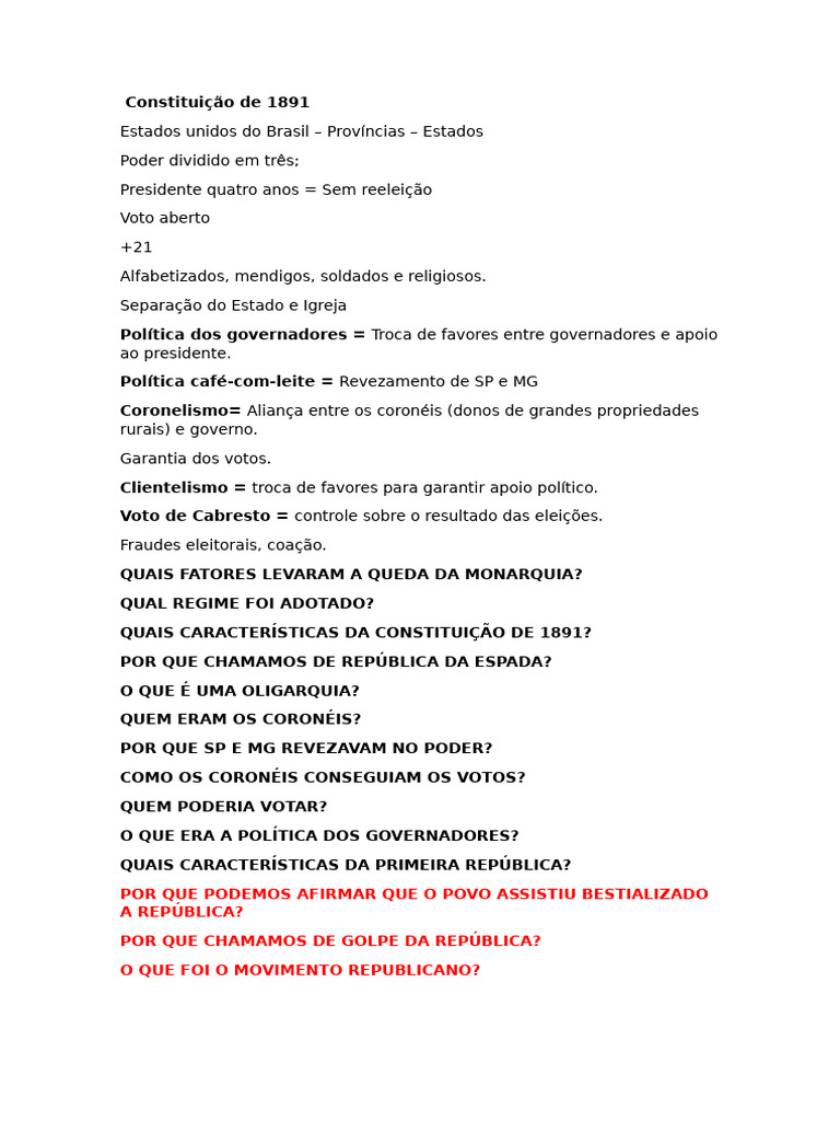 Constituição de 1891 | PDF