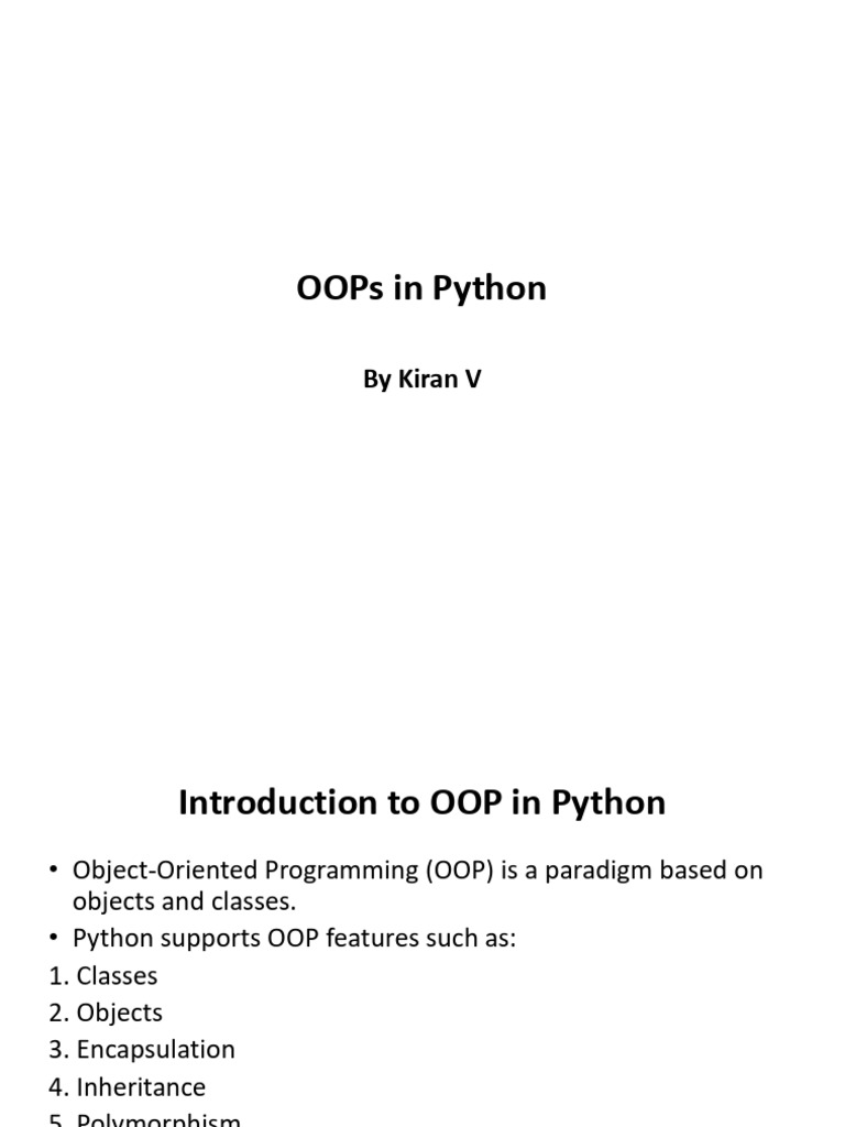 OOP Concepts in Python Explained | PDF