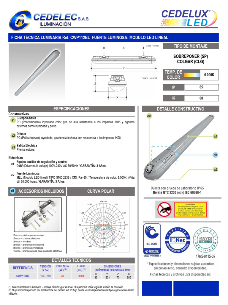 CWP112BL | PDF | Diodo emisor de luz | Electricidad