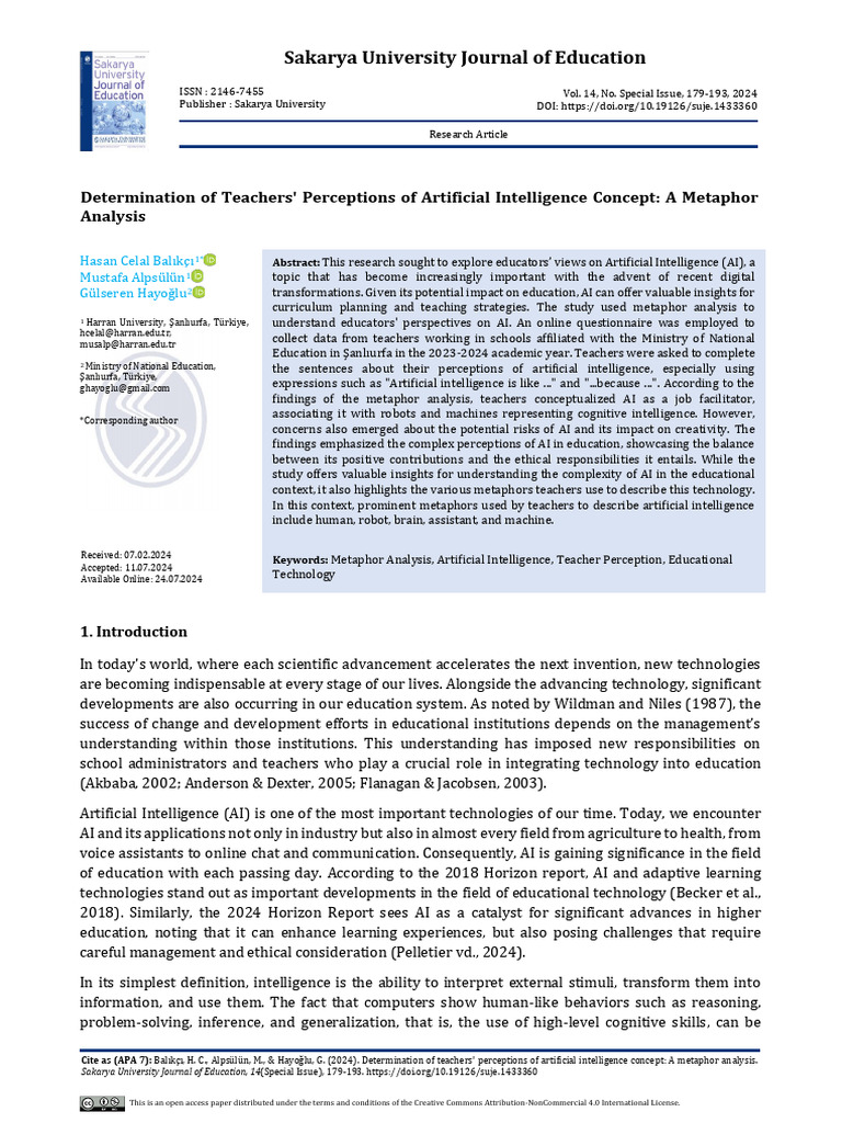 Teachers' Perceptions of AI in Education | PDF | Artificial ...