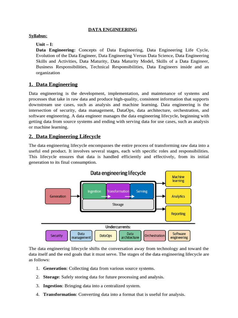 Data Engineering Lifecycle Overview | PDF | Data Management | Cloud ...