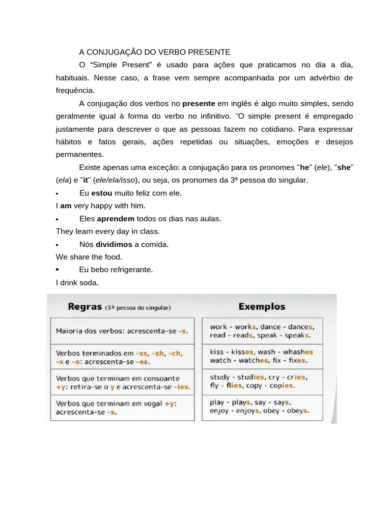 A Conjugação Do Verbo Presente | PDF