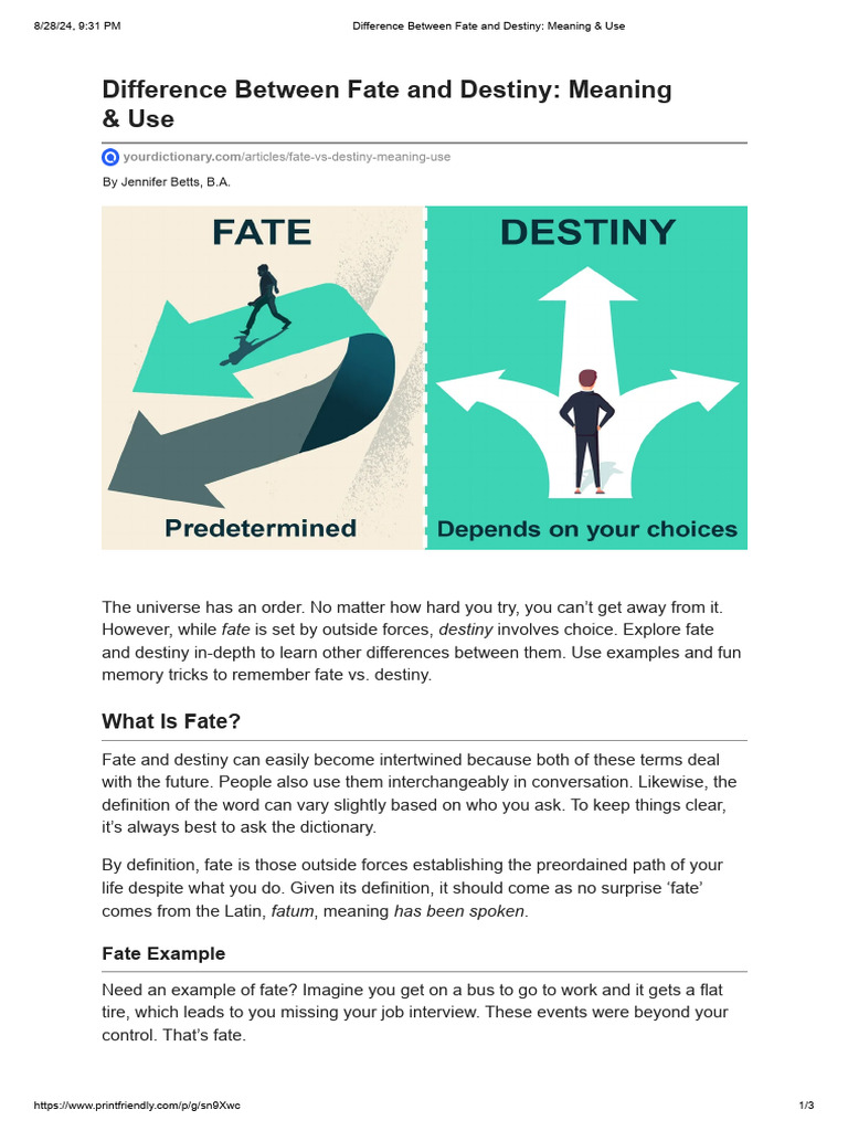 Fate vs. Destiny: Key Differences Explained | PDF | Destiny | Luck