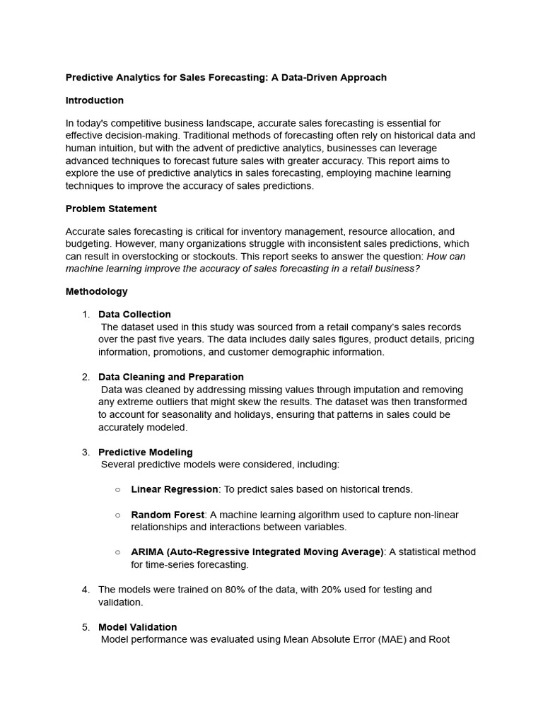 Machine Learning in Sales Forecasting | PDF | Predictive Analytics ...